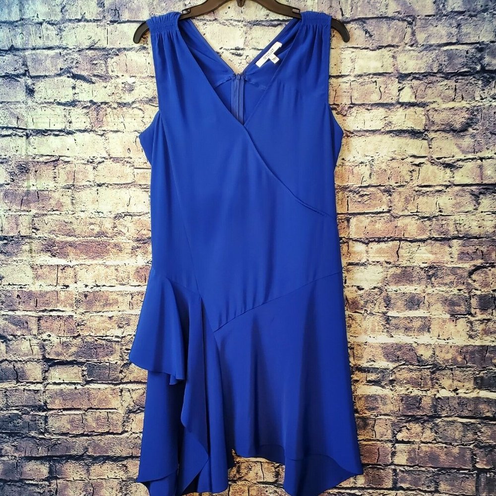 Derek Lam 10 Crosby 100% Silk Blue Cobalt Asymmetrical Dress Size 8